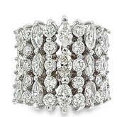 14K White Gold Round & Oval Diamond Multi-Layer Wedding Band (3.15 ct)